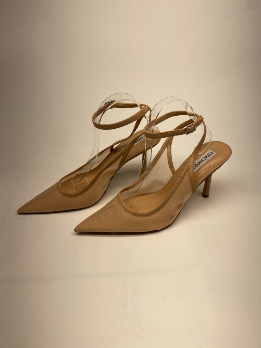 Steve Madden Womens Entice Ankle Strap Mesh Pump In Beige Blush Sz 11